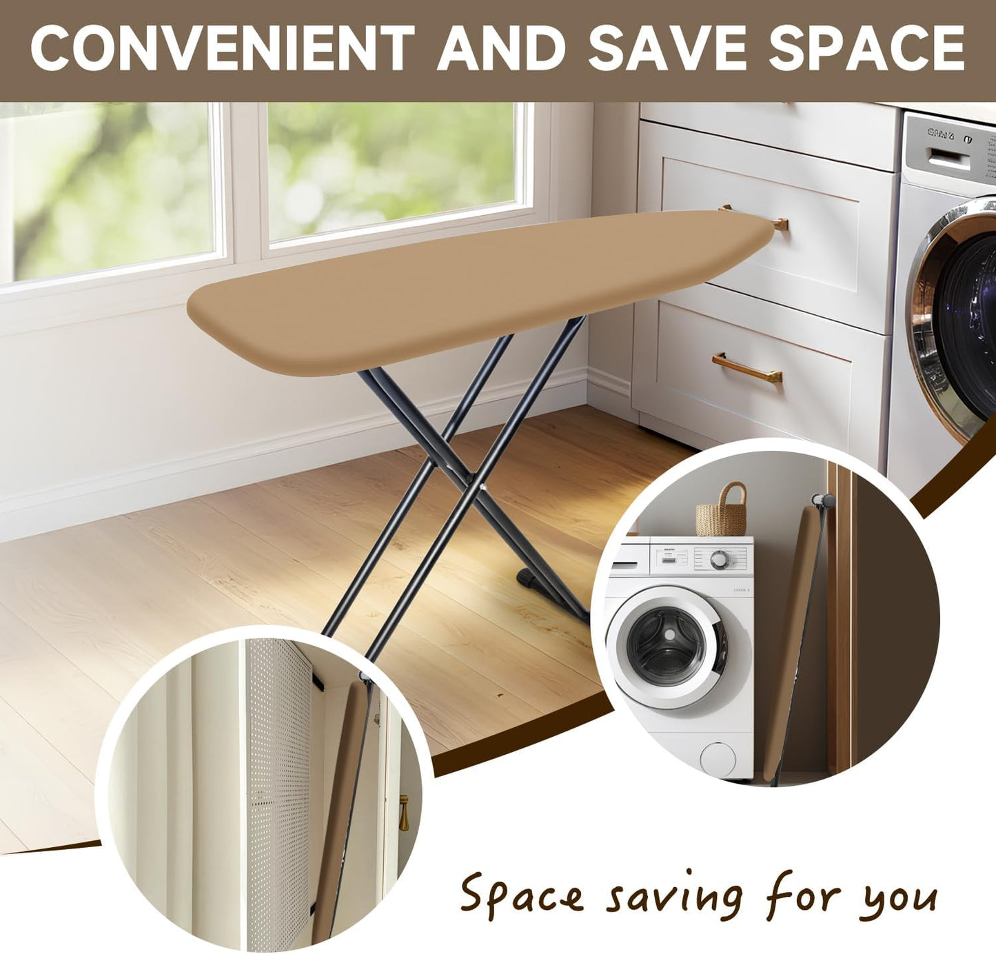Ironing Board with Heat Resistant Cover, 43x13 Compact and Space Saver Iron Board,Height Adjustable,Easy to Fold,Stable Structure