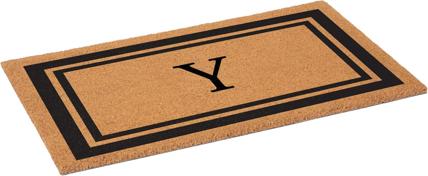 Calloway Mills 152961830Y Black Border 18" x 30" Monogram Doormat, (Letter Y)