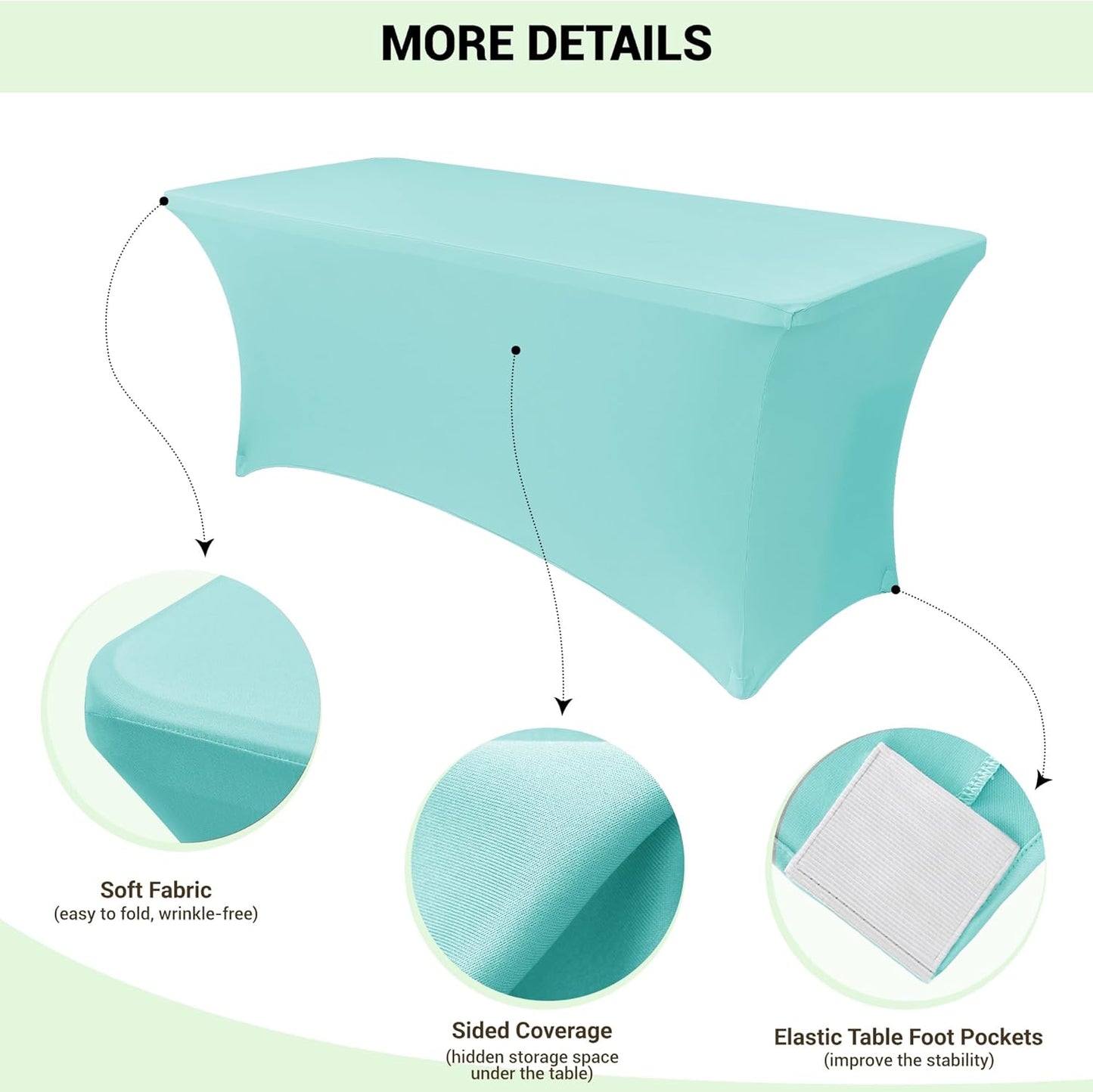 Obstal Spandex Table Cover 4ft Fitted Tablecloth Rectangular - Stretch Rectangle Folding Table Cloth for Birthday Party Wedding Banquet, Fresh Blue, 48L x 24W Inch