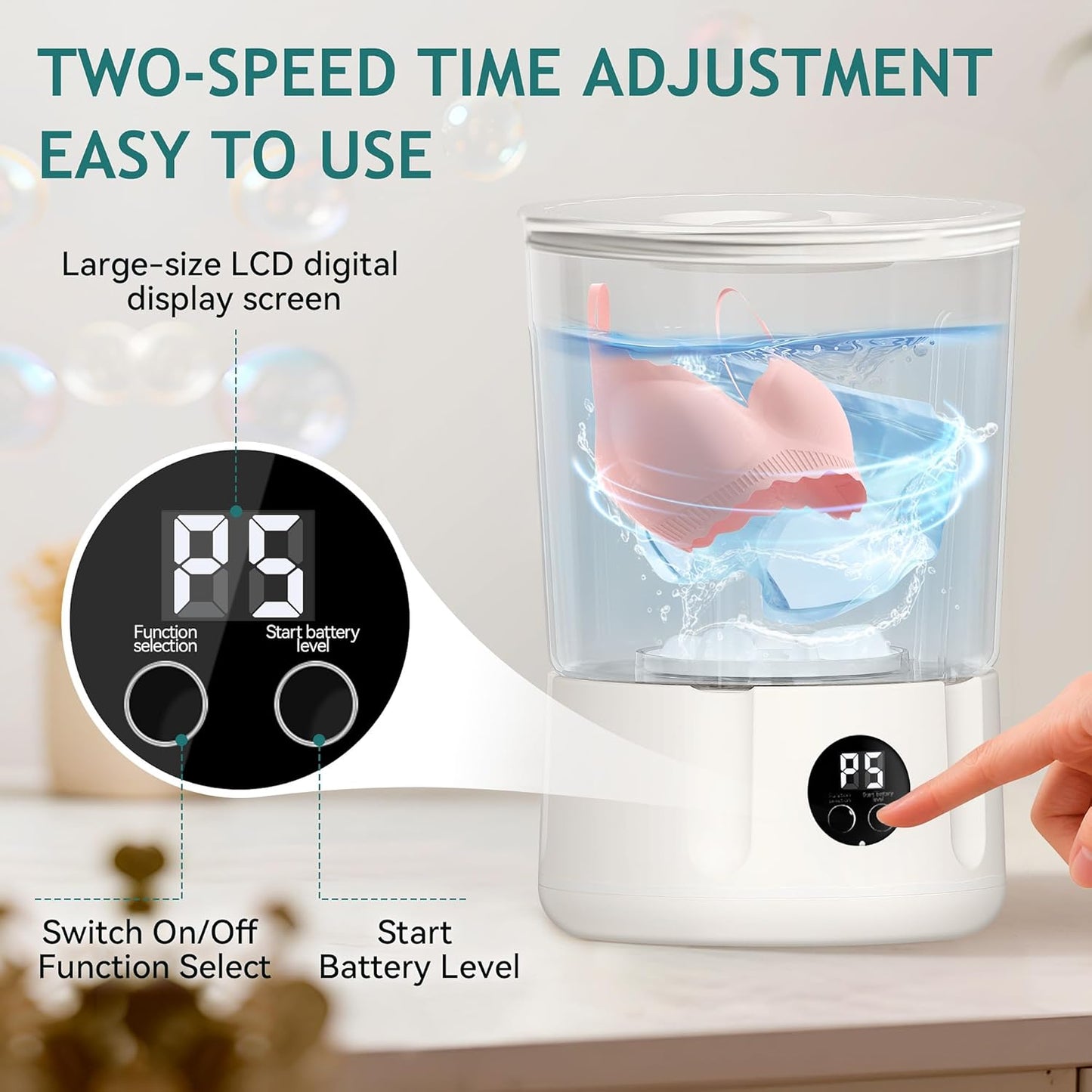 Mini Washing Machine,3000mAh Rechargeable Portable Underwear Washing Machine,Quiet and Lightweight,Deep Cleans Clothes,Low Noise,Small and Light,Suitable for Travel,Dormitory,RV and Apartment Use