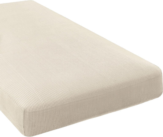 H.VERSAILTEX Super Stretch Individual Chaise Cover Sectional Couch Covers for L Shaped Sofa Both Left/Right Featuring Thick Jacquard Textured Twill Fabric (1 Piece Chaise Cover, Natural)