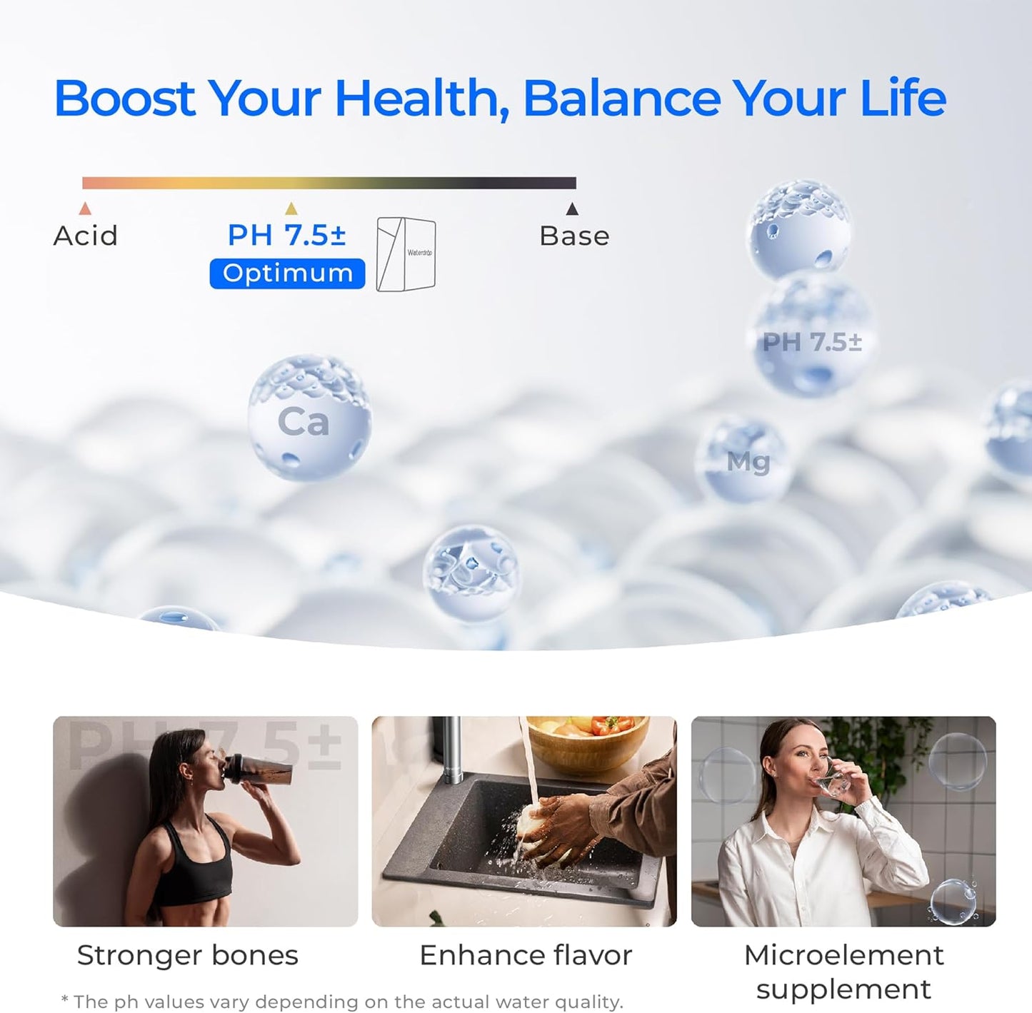 Waterdrop X16-Alkaline Reverse Osmosis Water Filter, NSF/ANSI 42&58&372 Certified, 1600 GPD RO System, 11-Stage Filtration, UnderSink, 3:1 Pure to Drain, Alkaline Mineral pH+, Stainless Steel Faucet