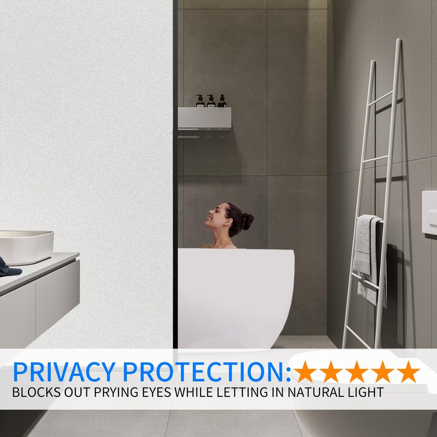 Window Privacy Film with Installation Tools, Static Cling, Anti UV, Heat Control, Ideal for Home Shower Office Glass Door (White Frosted, 17.5X78.7Inch)