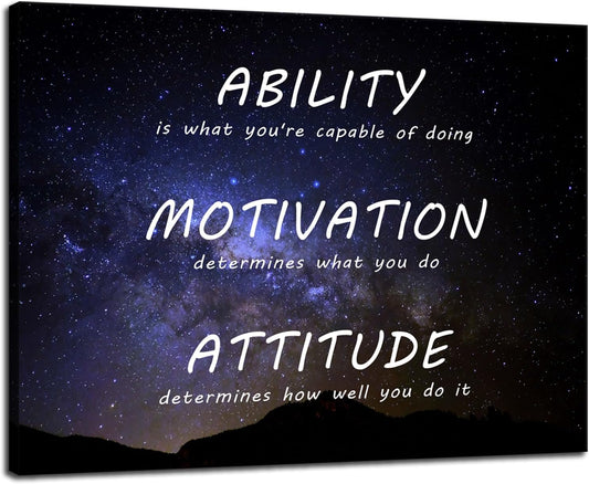 Inspiring Canvas Wall Art Prints Paintings Posters Inspirational Ability Motivation Attitude Motivational Entrepreneur Positive Quote Modern Office Bedroom Decor Framed Ready to Hang [18''Wx 24''H]