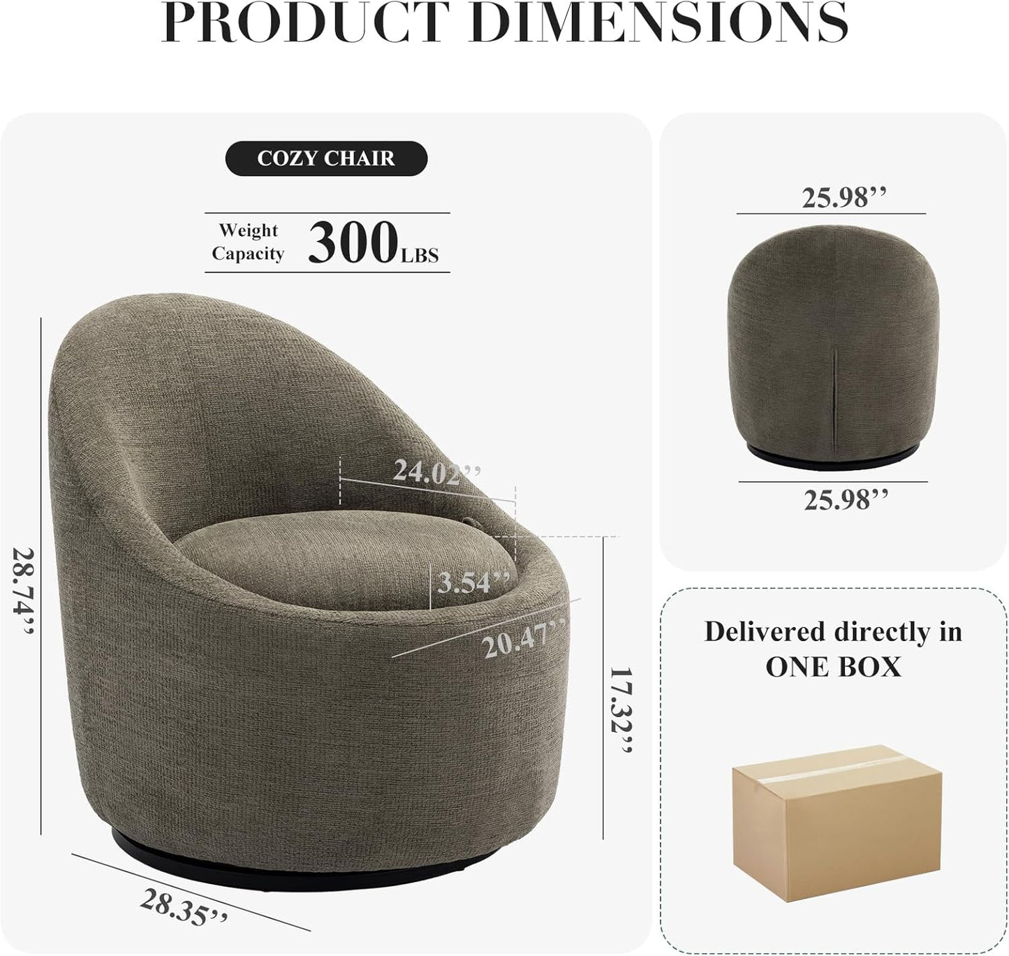 COLAMY Swivel Accent Chair, 360° Swivel Chair with Hidden Storage, Modern Small Barrel Swivel Armchair for Living Room/Bedroom, Green