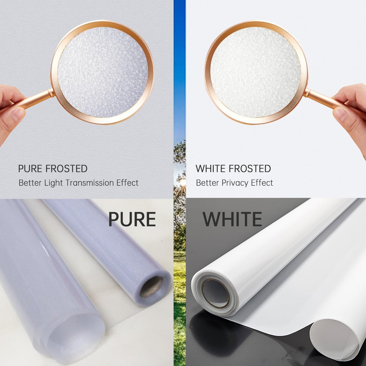 Frosted Glass Window Privacy Film Decorative, Bathroom Privacy Film for Glass Windows Cover, Static Cling, Removable, Reusable, Anti-UV, Anti-Glare, Heat Blocking,Gray,29.6X196.9Inch