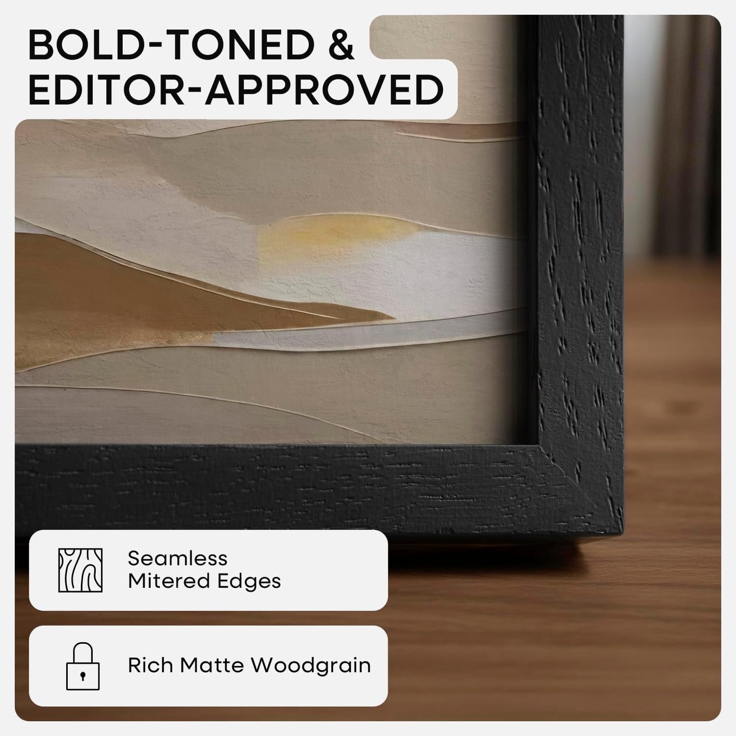 Homeforia 8x12 Black Picture Frame, High End Oak 8 x 12 Wood Frames with Mat 6 by 8 Print, 8by12 Wooden Frame Matted to 6x8 inch Photo, 12x8 Wall or Tabletop Frames, Tempered Glass, Wall Kit, Set of 1