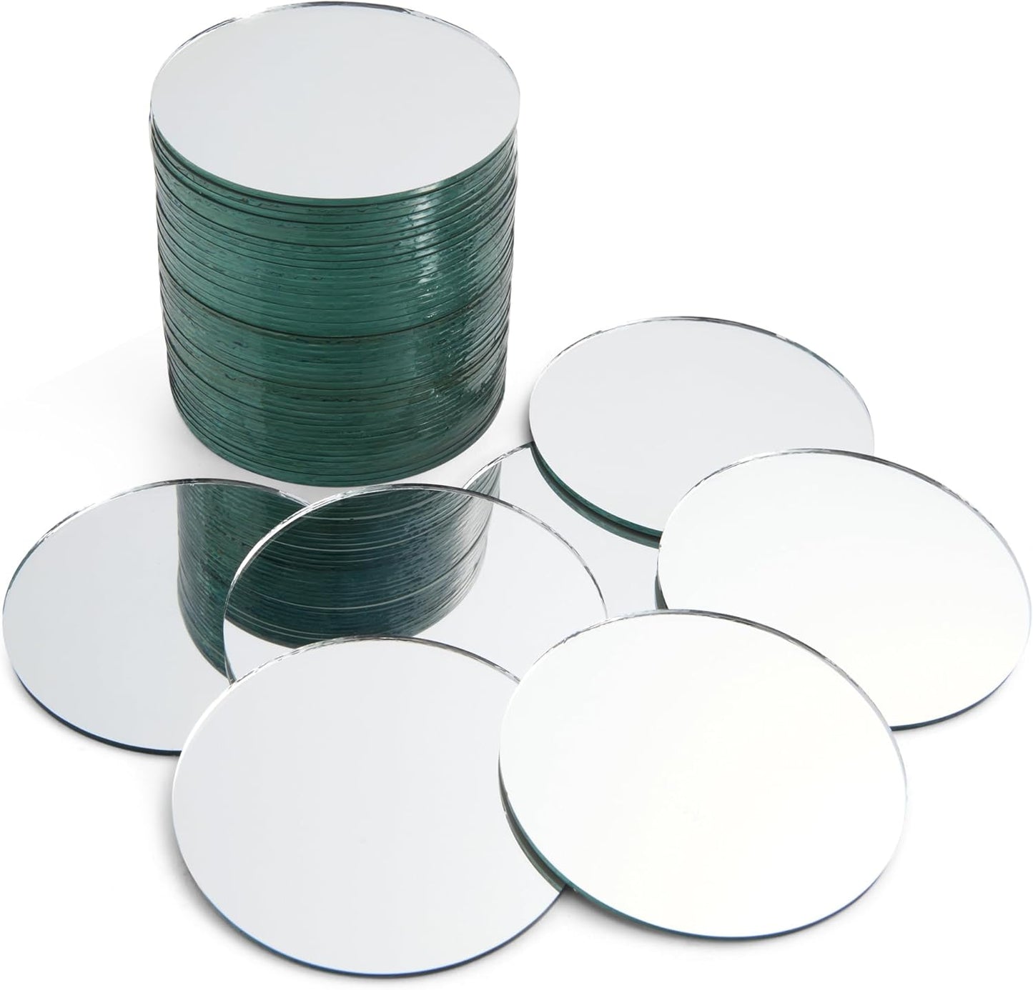 Juvale Glass Mirror Tiles for Crafts - 3 in, Round, Transparent, 50-Pack - Craft Mirrors for DIY & Home Decor