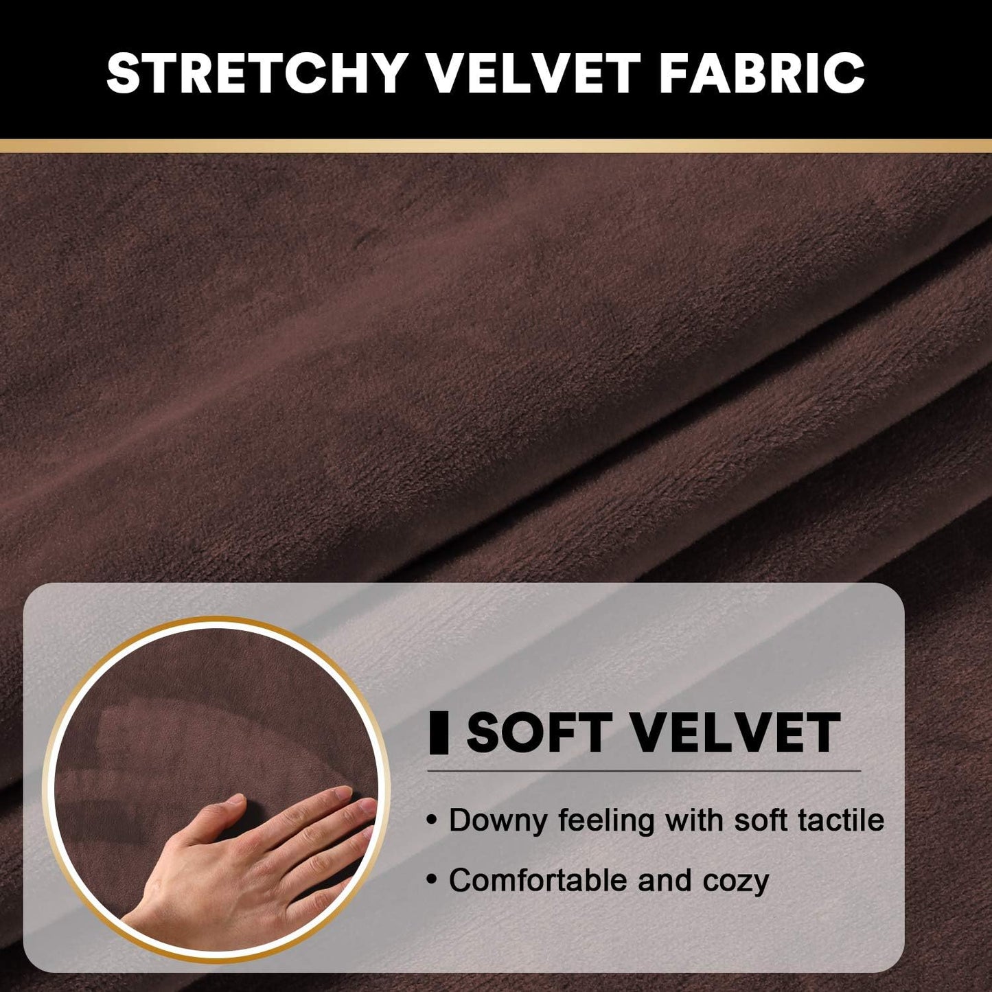 PrinceDeco Couch Cushion Cover Cushion Slipcover for Chair Sofa Cushion Furniture Protector Seat Cushion Sofa Cover for Dog Pet Kid with Elastic Straps Width Up to 29.5", Brown