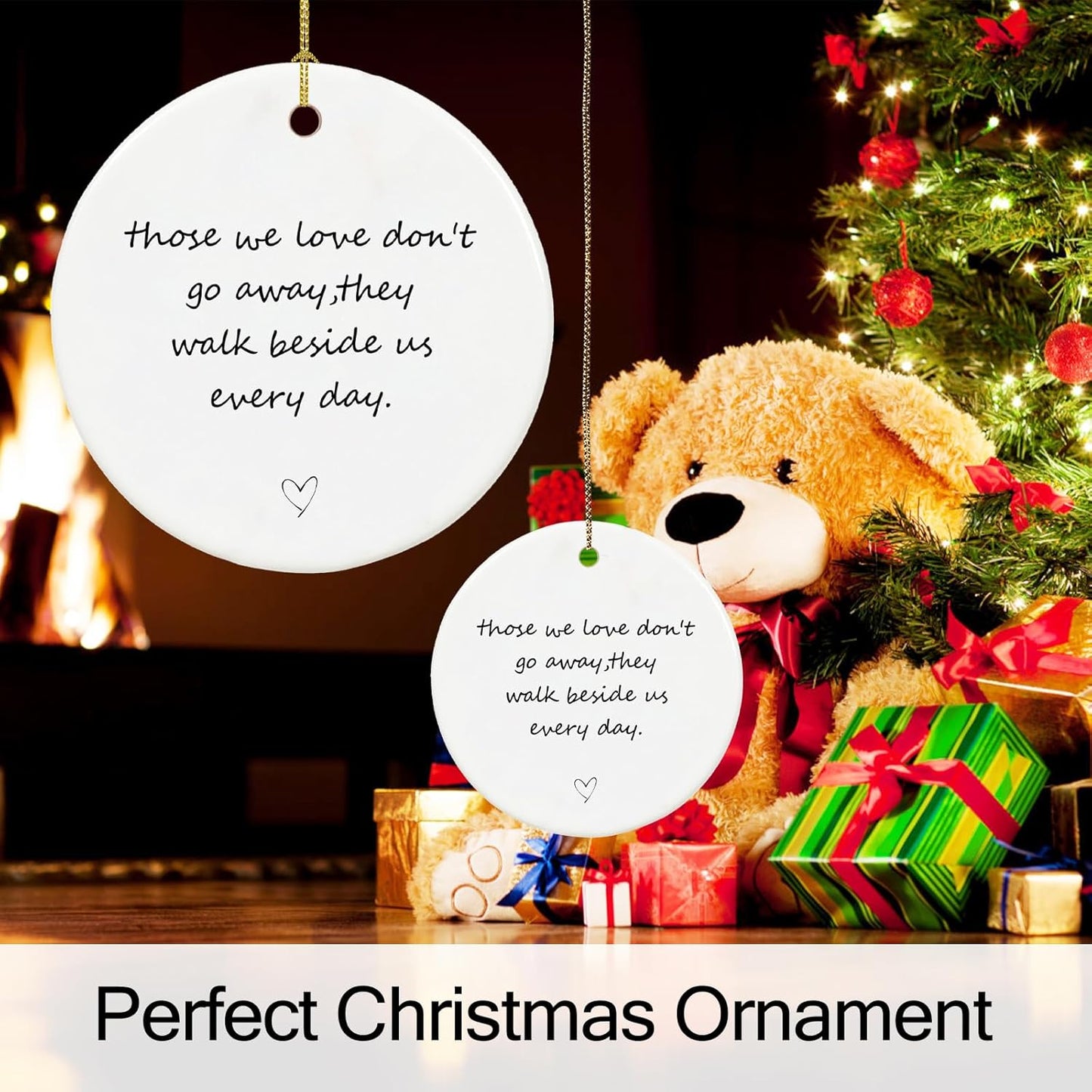 Those We Love Don't Go Away, Memorial Ornaments for Loss of Loved One, Sympathy Gift, Memorial Gifts, Ceramic Keepsake in Loving Memory Ornaments with Ribbon and Gift Box