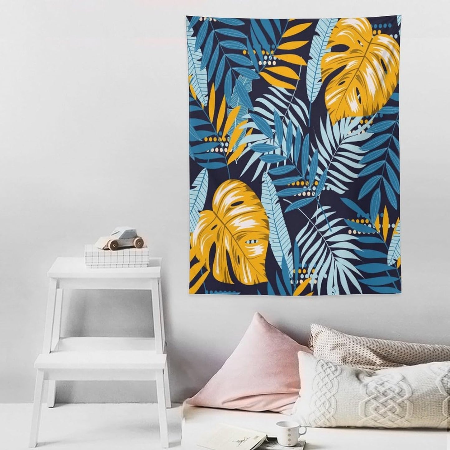 ICMOLYYENLO Palm Leaf Tapestry Wall Hanging, Tropical Leaves Plant Jungle Green Hawaiian Art Home Decor for Guest Bedroom Living Room Dormitory 40x60 Inch