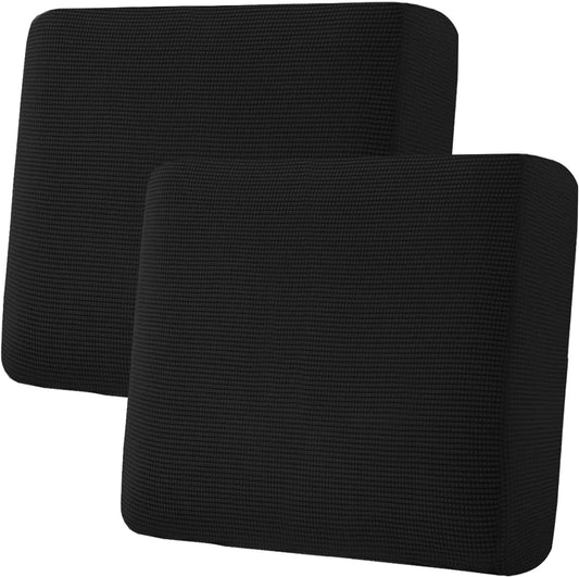 H.VERSAILTEX Super Stretch Individual Seat Cushion Covers Sofa Covers Couch Cushion Covers Slipcover Sets Thick Jacquard Textured Twill Fabric (2 Piece Large Sofa Cushion Covers, Black)