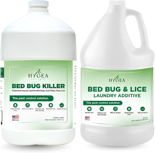 Bed Bug & Lice Elimination Duo Kit- Includes Lice & Bed Bug Spray & Lice & Bed Bug Laundry Additive - Gentle Formula - Effective Pest Control for Home & Travel (2 Pack, 1 Gallon Each)