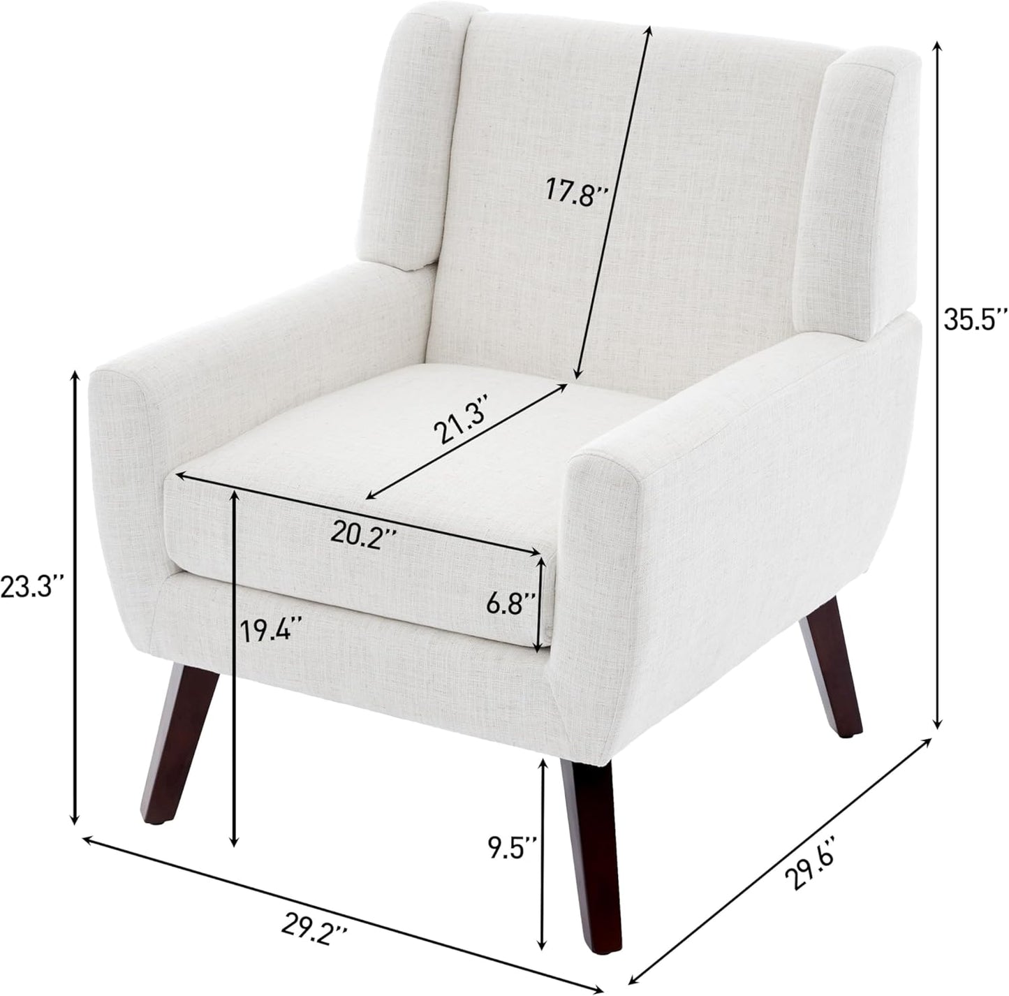 UIXE Accent Chairs Set of 2, Fabric Upholstered Armchair for Living Room, Comfy Arm Chair Single Sofa Bedroom Side Reading Seat - Flax Beige