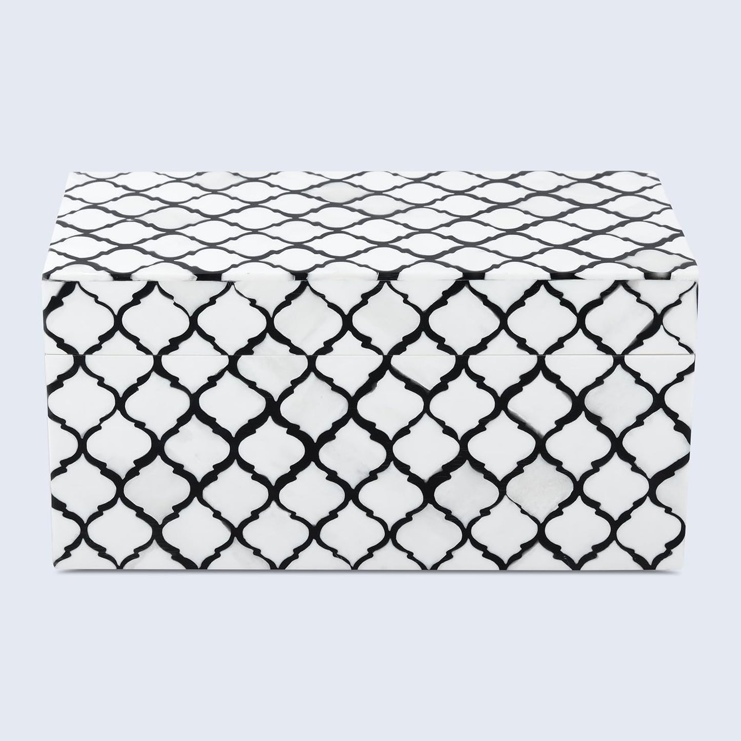 Handicrafts Home Handmade Moroccan Pattern Inspired Decorative Box - Large Storage Organizer for Neck Chains, Watches, Memory Keepsakes - Boho Style Treasure Box, Multipurpose Gift - B&w, 10x5x5