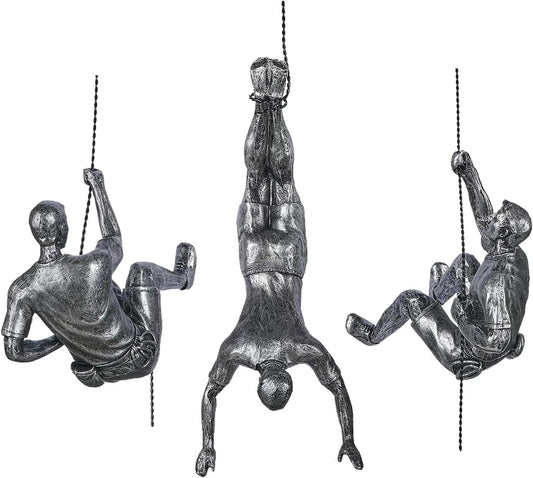 Large Set of 3 Climbing Men Wall Art Decor Sculpture,Nordic Modern Simplicity Decorative Wall Art, Climbing Man Sculptures,Home & Office Climber Gifts