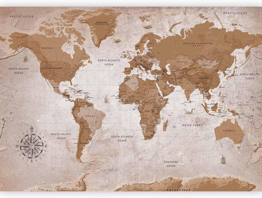 artgeist Premium Wall Mural World Map 79x55 in - XXL Non-Woven Wallpaper Fleece Wall Decor Photo Print Picture Image Design Home Map of The World k-A-0108-a-a