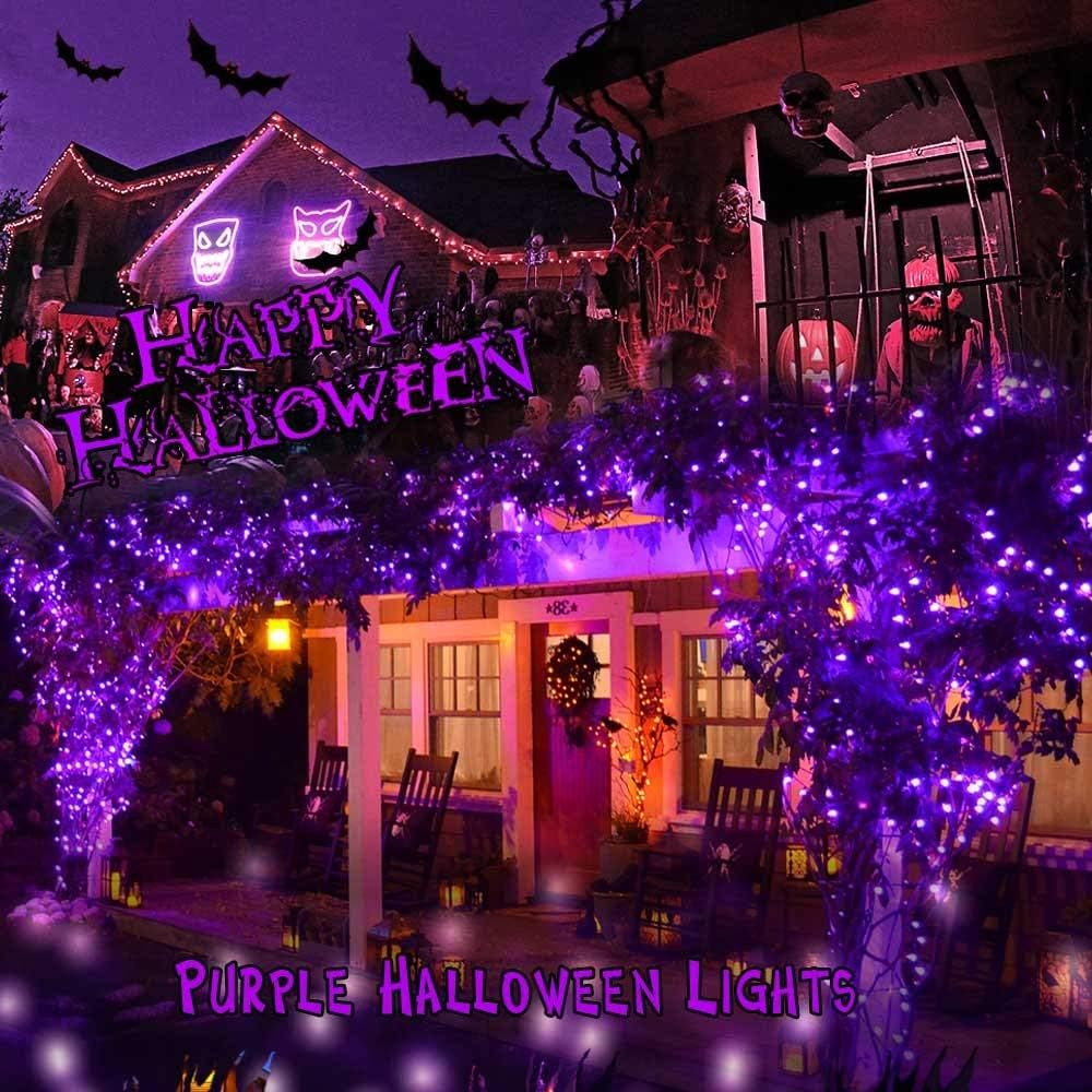 Brizled Purple Christmas Lights, 2 Pack 33ft 100 LED Christmas String Lights, 120V UL Certified Purple Halloween Light Connectable Mini Xmas Tree Light Outdoor for Halloween Xmas Party Wedding Holiday