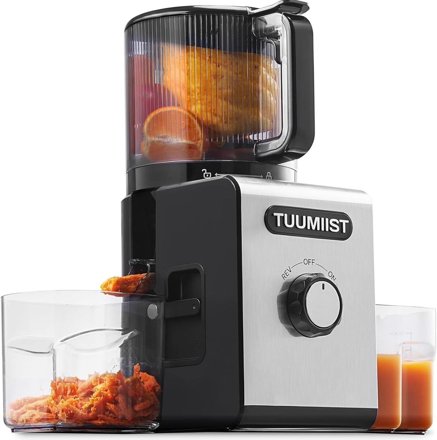 Cold Press Juicer Machines – 6.5'' Large Feed Chute for Whole Fruits & Vegetables, High Juice Yield, Easy To Clean