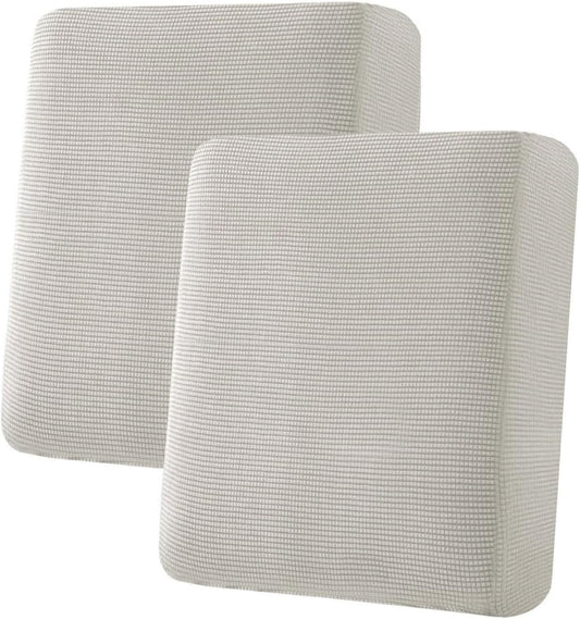 H.VERSAILTEX Super Stretch Individual Seat Cushion Covers Sofa Covers Couch Cushion Covers Slipcover Sets Thick Jacquard Textured Twill Fabric (2 Piece Medium Sofa Cushion Covers, Island Fossi)