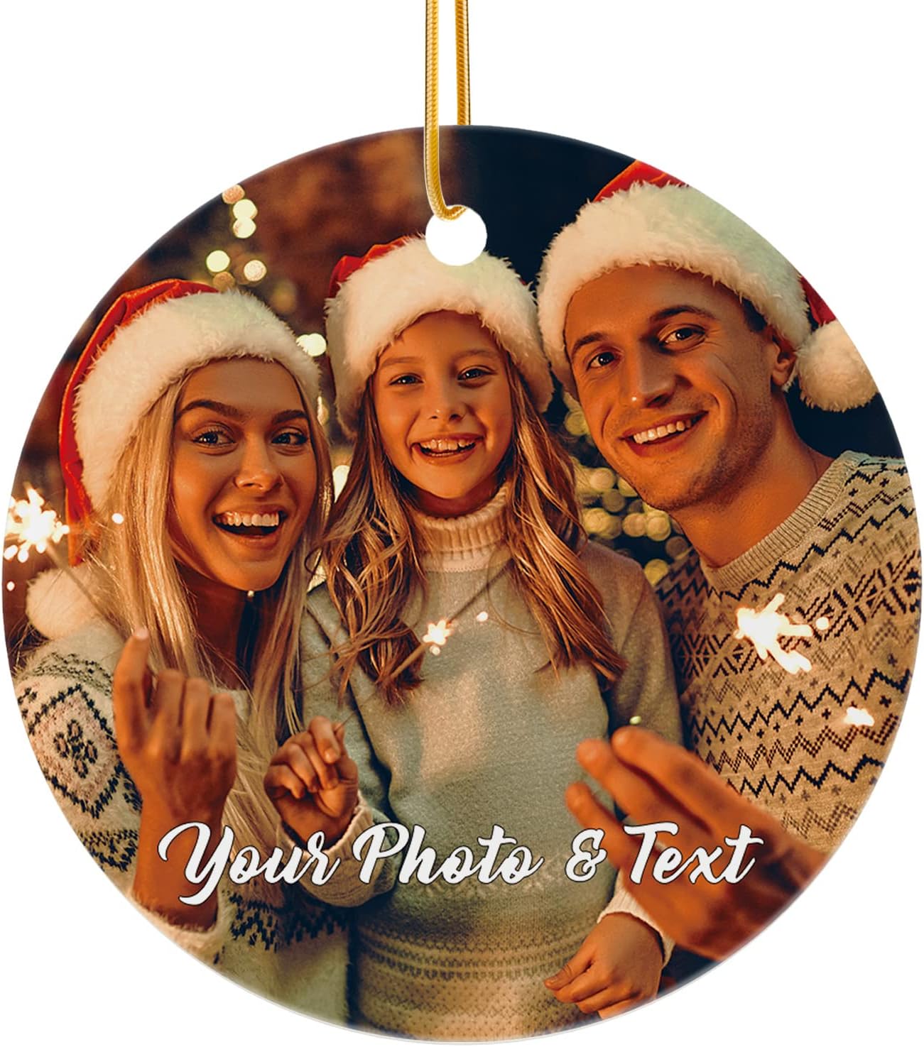 Personalized Christmas Ornaments with Photo - Custom Picture Text Ornaments for Christmas 2024, Customized Ceramic Xmas Tree Decor, for Kids, Mom, Dad, Friends, Lovers by Bemaystar