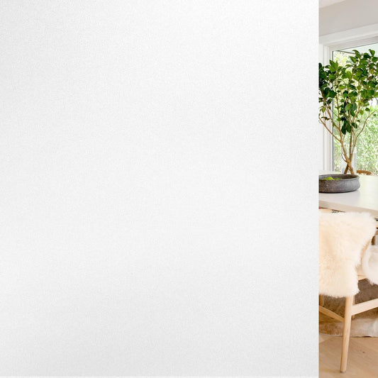 rabbitgoo Window Privacy Film, Non-Adhesive Frosted Glass Window Film for Bathroom, Static Cling Heat Blocking Stickers for Home Indoor Opaque Frosting Coverings House Tint, Matte White 11.8" x 157"