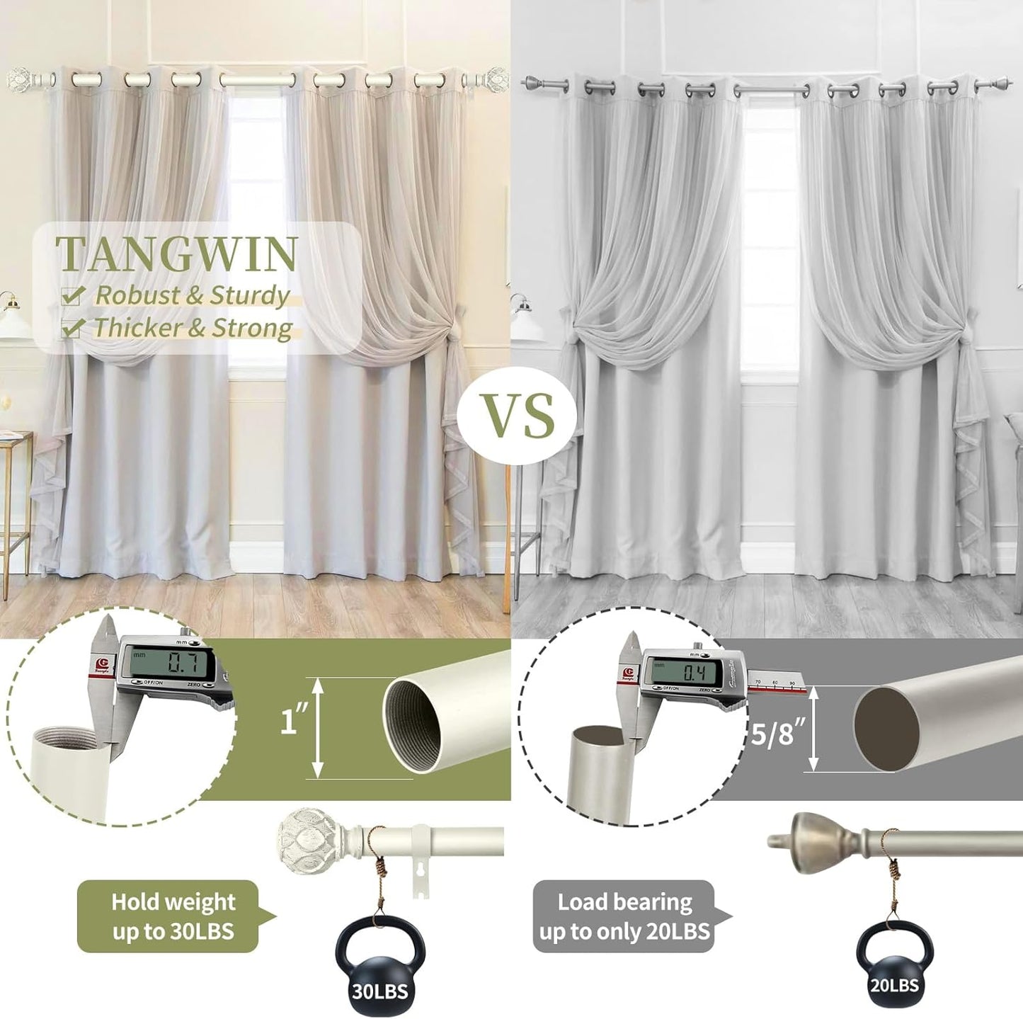 White Farmhouse Curtain Rods for Windows:72-144" Heavy Duty Adjustable Curtain Rod for Bedroom Living Room,Boho Decorative Rustic Drapery Rods with Vintage Coastal Texture Finial,Antique White