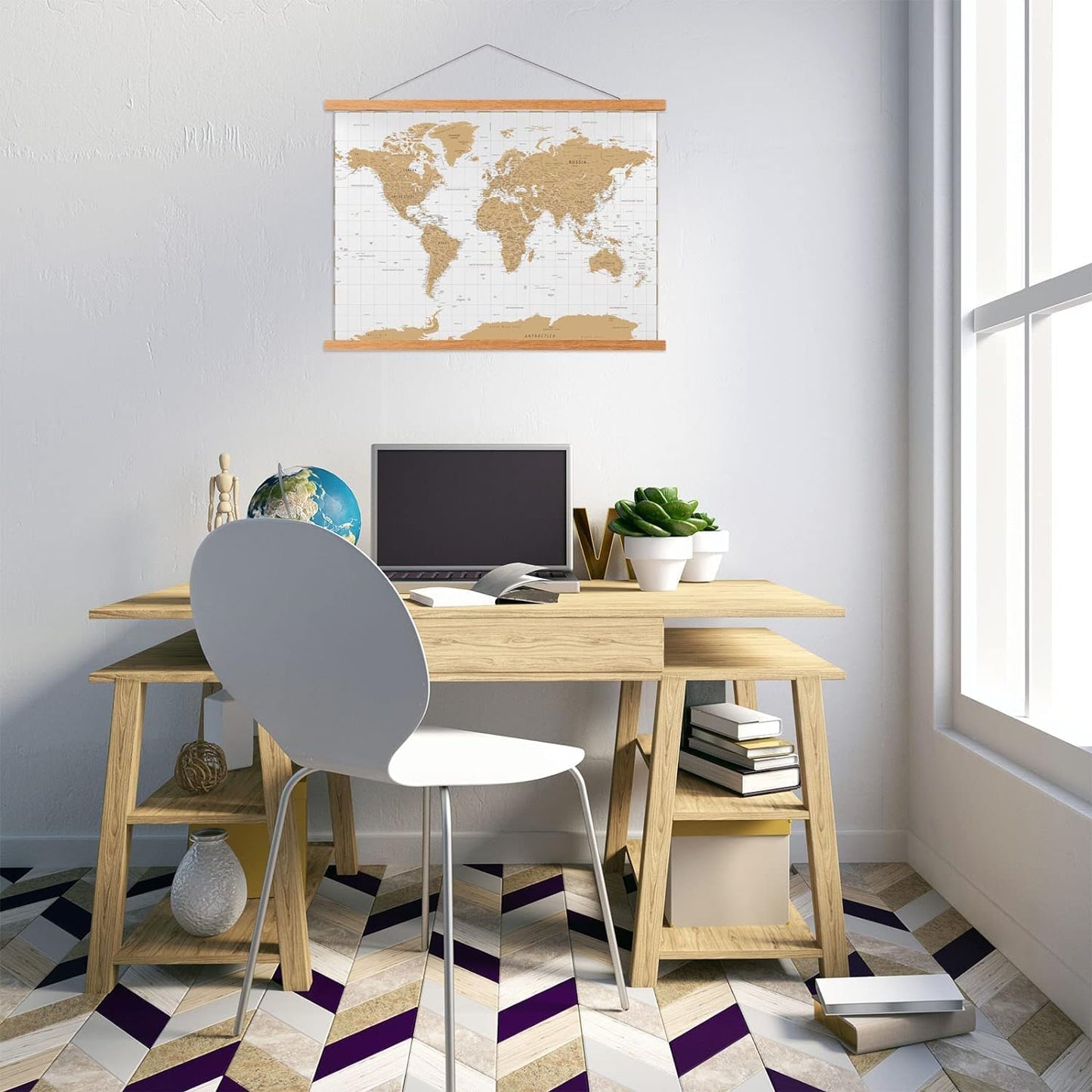 FALAMON Magnetic Poster Hanger Frame, 26x20 26x38 26x34 Teak Wood Magnet Poster Frame for Posters, Prints, Photos, Pictures, Maps, Scrolls, and Canvas Artwork
