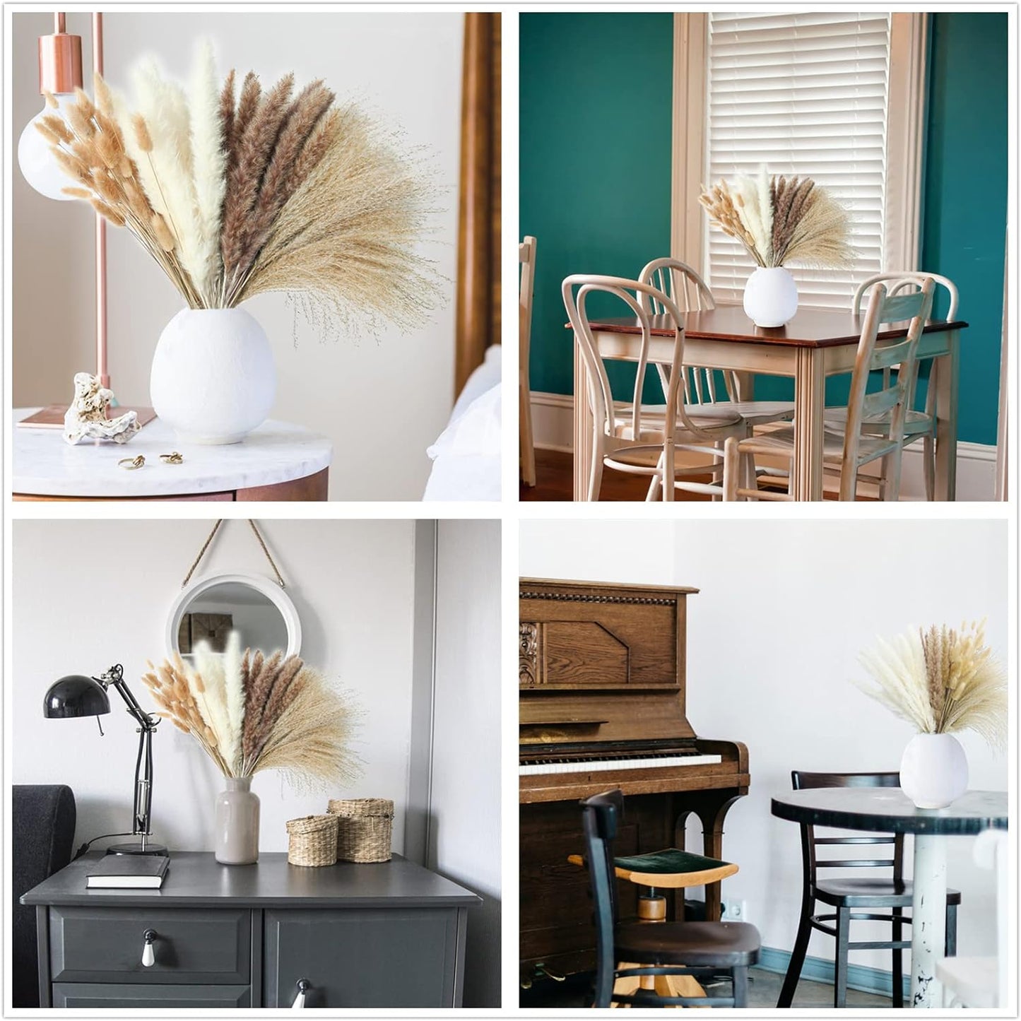 300 PCS Dried Flower Bouquet – Pampas Grass, Floral Decor for Home, Wedding, and Boho Style | Perfect for Vases, Fall, Spring, Summer, and Winter Arrangements