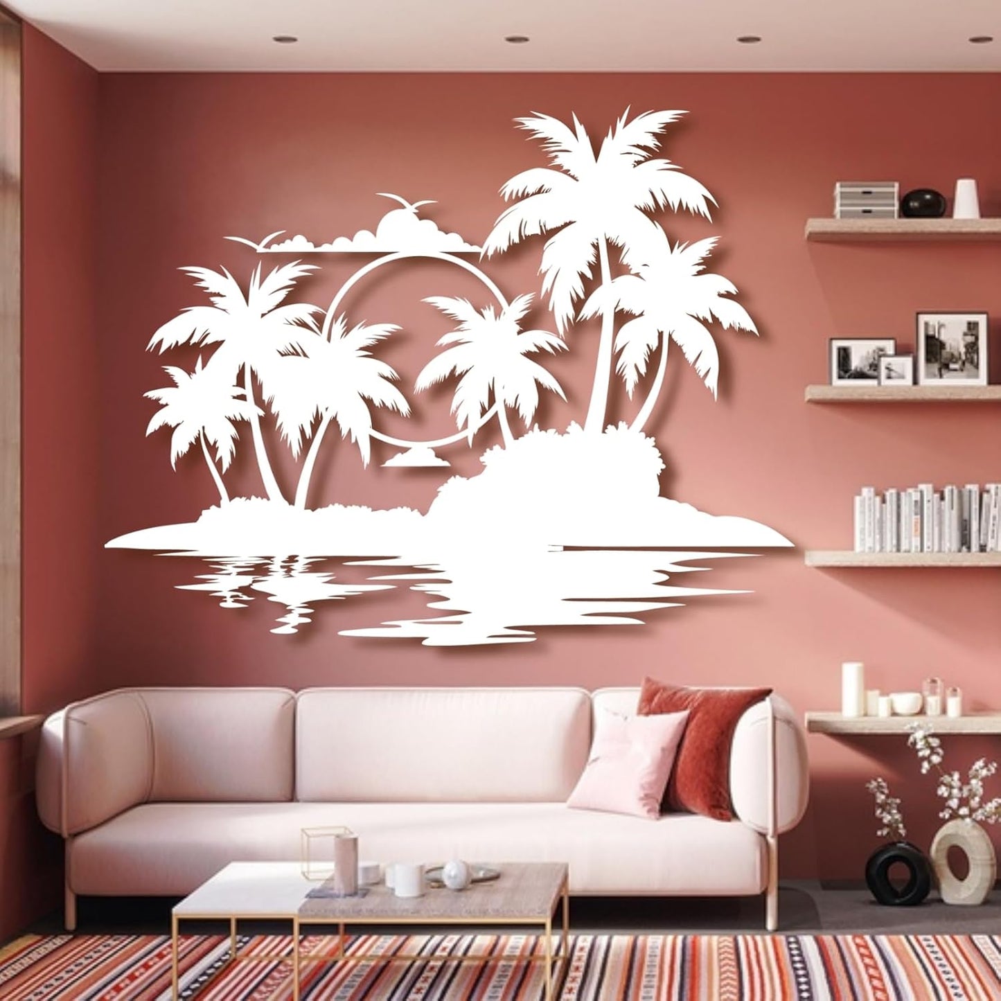 Palm Tree Metal Wall Decor,Palm Tree Metal Wall Art,Metal Palm Tree,Metal Palm Tree Wall Decor,Tropical Metal Wall Art,Beach Wall Decort,Metal Wall Decor (style 2,black,28 L" x 22 W" / 70 x 55 cm)