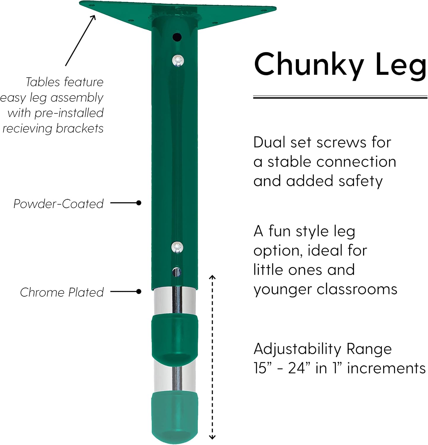 FDP Rectangle Activity School and Classroom Kids Table (36 x 72 inch), Toddler Legs, Adjustable Height 15-24 inches - Maple Top and Green Edge