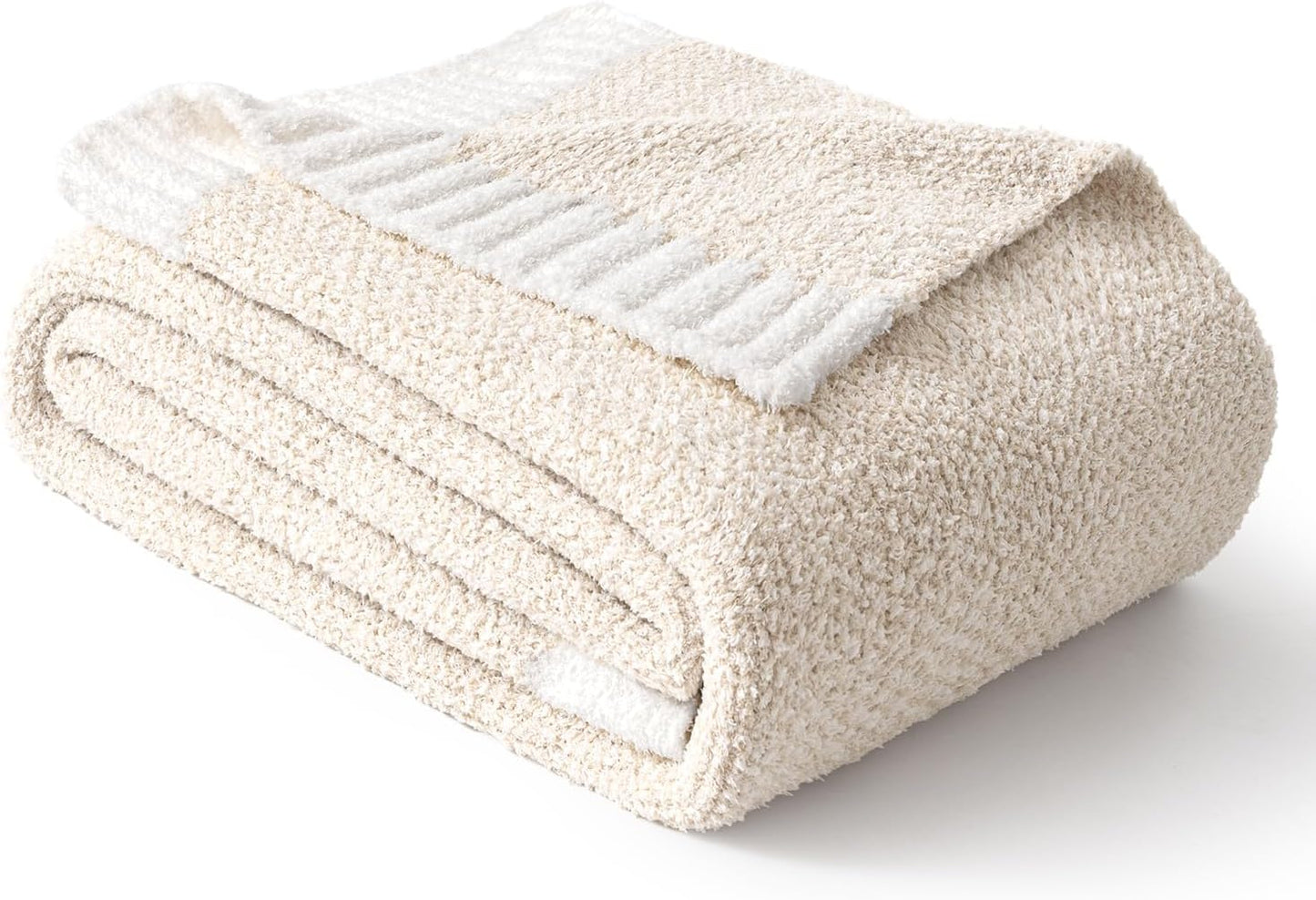 MIULEE Cream Super Soft Throw Blanket for Bed, Twin Size Cozy Fluffy Warm Blankets Knit Blankets for Couch, Sofa, Chair, Living Room, Camping, Picnic, 60 x 80 inch