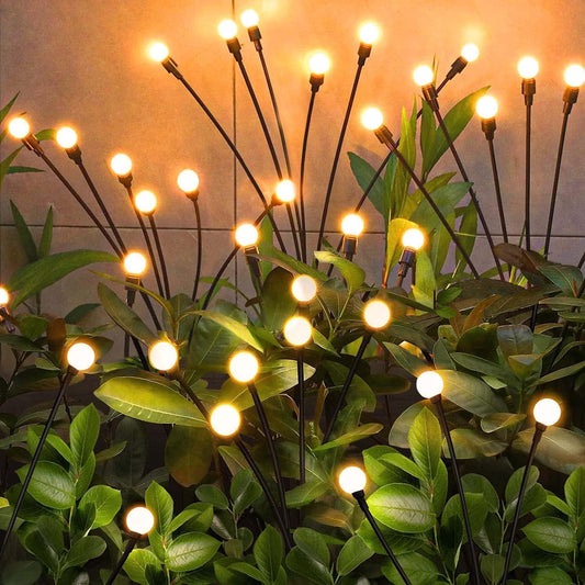 Solar Garden Lights,Solar Firefly Lights,8 Pack 64 Heads Solar Lights Outdoor Decorative,Sway by Wind, High Flexibility Iron Wire & Heavy Bulb Base,Yard Patio Pathway Lawn