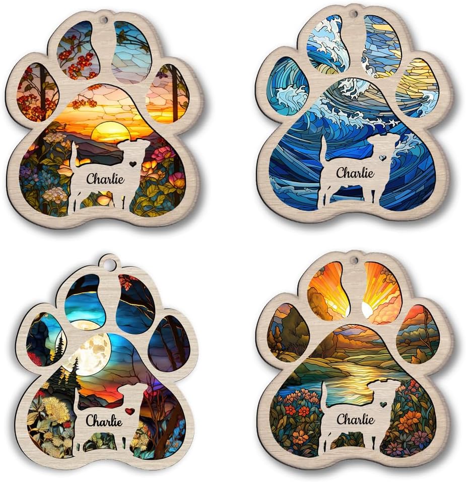 IZI POD Personalized Rhodesian Ridgeback Suncatcher Dog Memorial Gifts, Custom Rhodesian Ridgeback Ornament Christmas Tree, Pet Remembrance Gift, Loss of Dog Sympathy Gift, Pet Loss Suncatcher