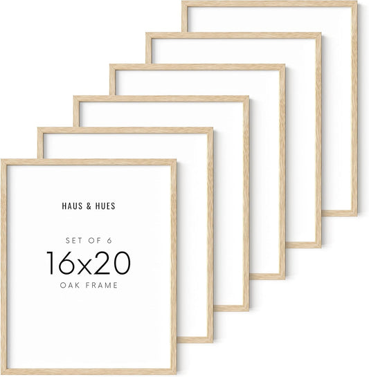 HAUS AND HUES Picture Frame, Beige Oak Wood, 16x20 inches, Set of 6