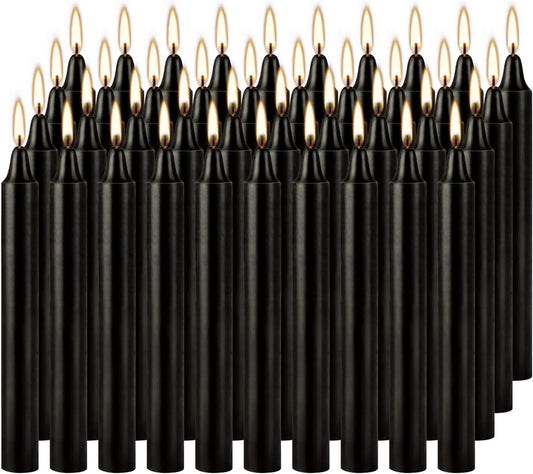 Spell Chime Candles 40 pcs Black Candles, 4" Tall Unscented Mini Taper Candle for Witchcraft, Wiccan Altar, Magic Tools, Rituals, Prayer, Meditation and Party Decoration