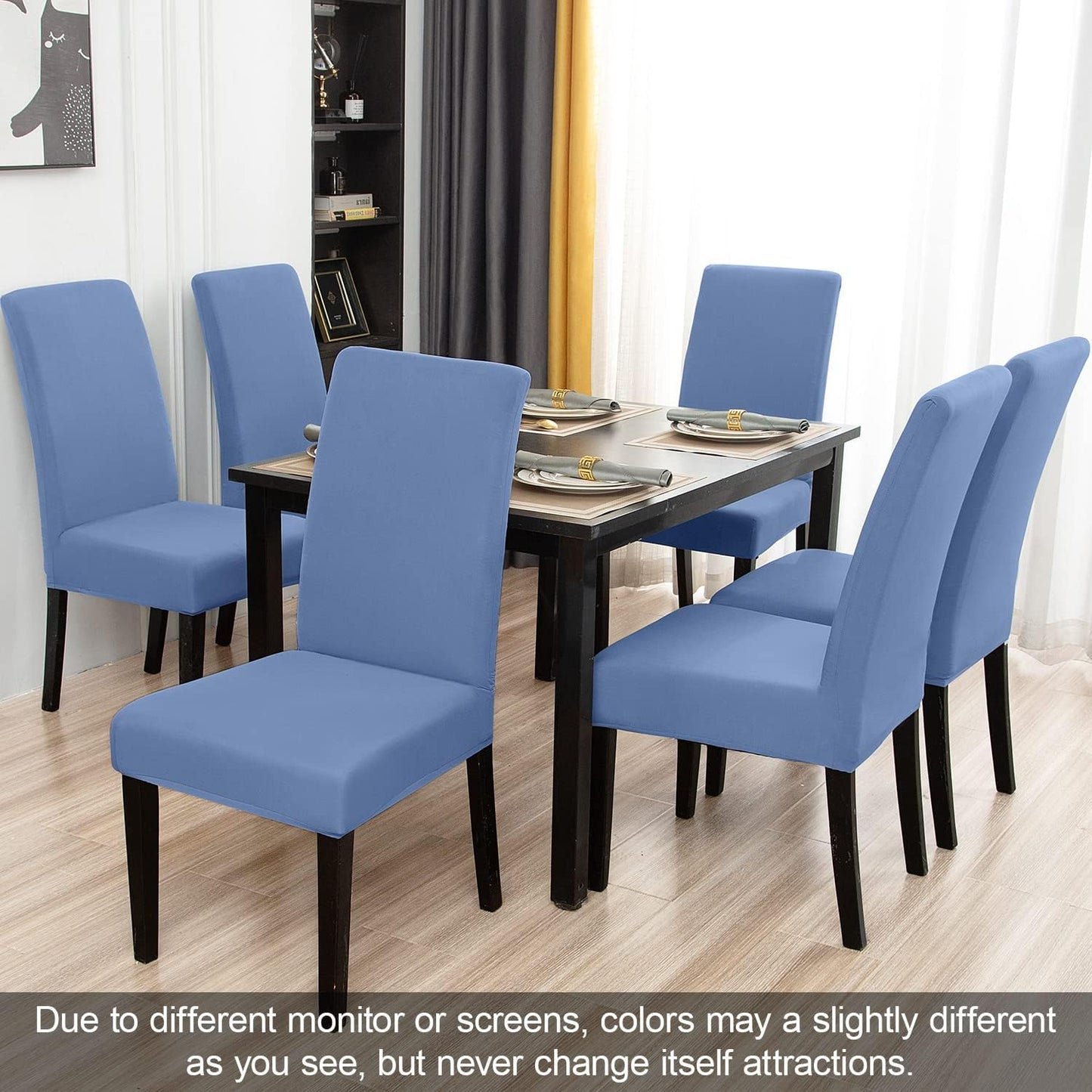 JQinHome 4 Pcs Dining Chair Slipcover, High Stretch Removable Washable Chair Seat Protector Cover for Home Party Hotel Wedding Ceremony