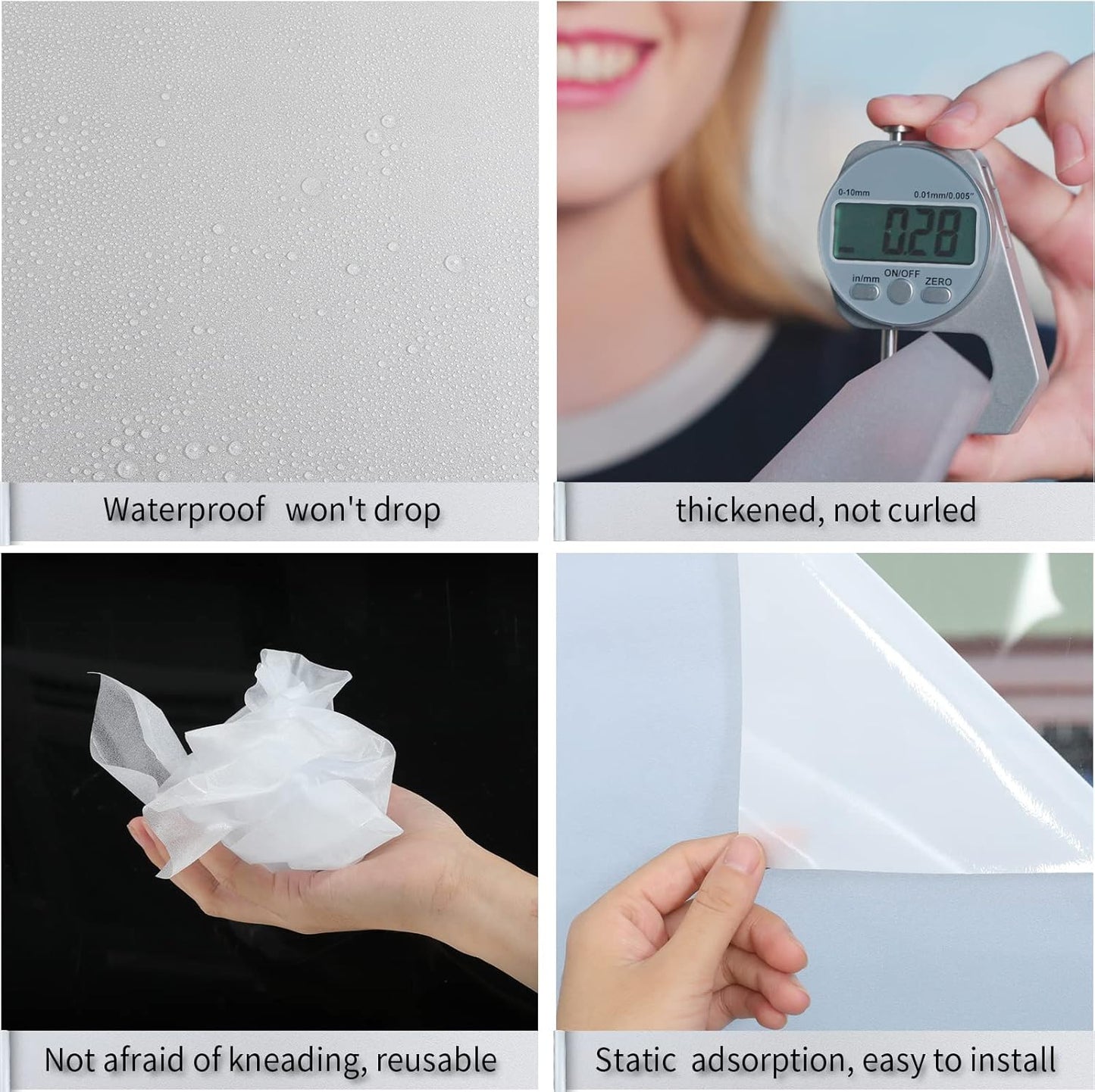Frosted Glass Window Film with Tools,Reusable Window Privacy Film,Static Clings Window Film Kit for Home Bathroom and Office. (Pure, 45.2Inch×78.7Inch)