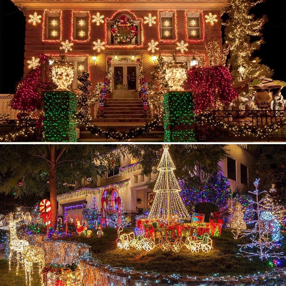 AmyHomie Halloween Lights Outdoor, 300LED Multicolor Christmas Lights with 8 Lighting Modes, End to End Connectable Fairy String Lights for Indoor Outdoor Christmas Decoration