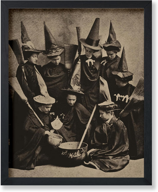 Poster Master Vintage Witches Cooking Poster - Retro Witchcraft Print - Black Magic Art - Halloween Art - Gift for Men & Women - Gothic Decor for Living Room, Bedroom or Dorm - 16x20 UNFRAMED Wall Art