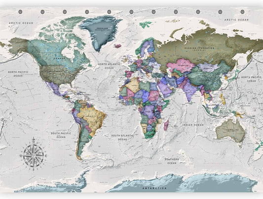 artgeist Wall Mural World Map 154x110 in - XXL Peel and Stick Self-Adhesive Wallpaper Removable Large Sticker Foil Wall Decor Print Picture Image Design Map of The World k-A-0380-a-a