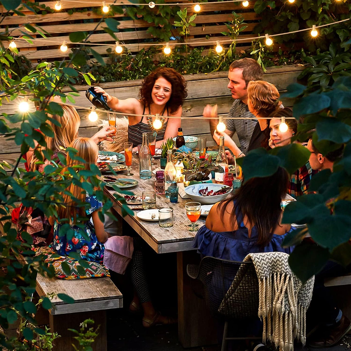 50FT LED G40 Globe String Lights White, Shatterproof Outdoor Patio String Lights 2200K with 50+2 Dimmable Edison Bulbs, Backyard Outdoor Hanging Lights, Bistro Waterproof for Balcony Party Wedding
