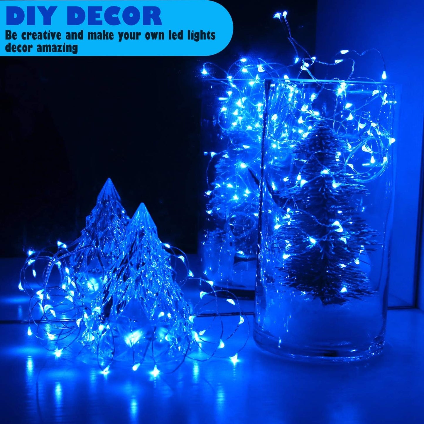 OakHaomie 6 Pack 10ft(3m) LED Starry String Lights 30 Micro LEDs on Silvery Copper Wire,2pcs CR2032 Batteries Required and Included,for DIY Wedding Christmas Centerpiece Table Decorations (Blue)