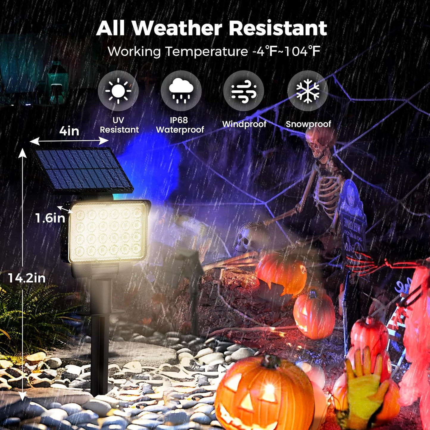Solar Spot Lights Outdoor Waterproof for Flag, Tree, House, Garden, Yard, Landscape Spotlights for Accent Uplighting Decorations-6 Pack, Natural Light