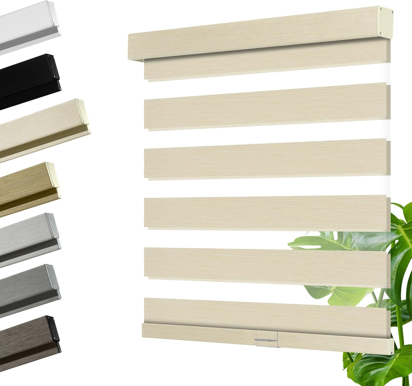 Cordless Zebra Blinds for Windows, Blackout Interior Blinds,Easy to Install,UV Protection,for Offices and Home,Custom Roller Shades, Mousse Beige,66" W x 80" H