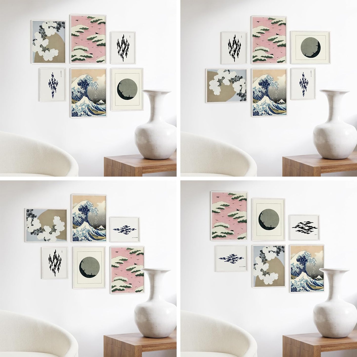 HAUS AND HUES White Frames for Gallery Wall - Set of 6 Picture Collage Frames for Wall, picture Frame Sets for Wall Collage, Gallery Wall Frame Set (Two 8x10, Two 11x14, Two 12x16 Framed White)