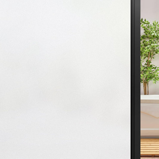 DOWELL Window Privacy Film, Frosted Glass Window Film, Static Cling Non-Adhesive Glass Clings, Sun Blocking Opaque Door Coverings, Reusable Door Sticker for Bathroom Home Office, White, 17.5" x 118.1"