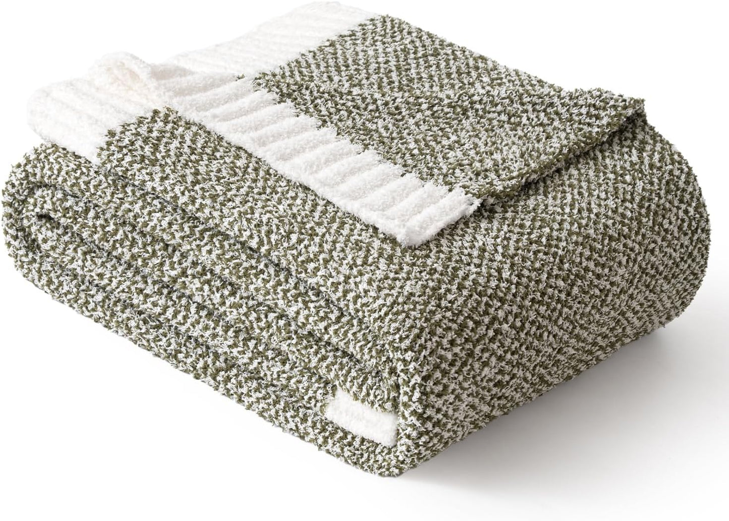 MIULEE Super Soft Throw Blanket for Couch, Olive Green Cozy Fluffy Warm Blankets Lightweight Knit Throw Blankets for Sofa, Bed, Chair, Living Room, Camping, Picnic, 50 x 60 inch