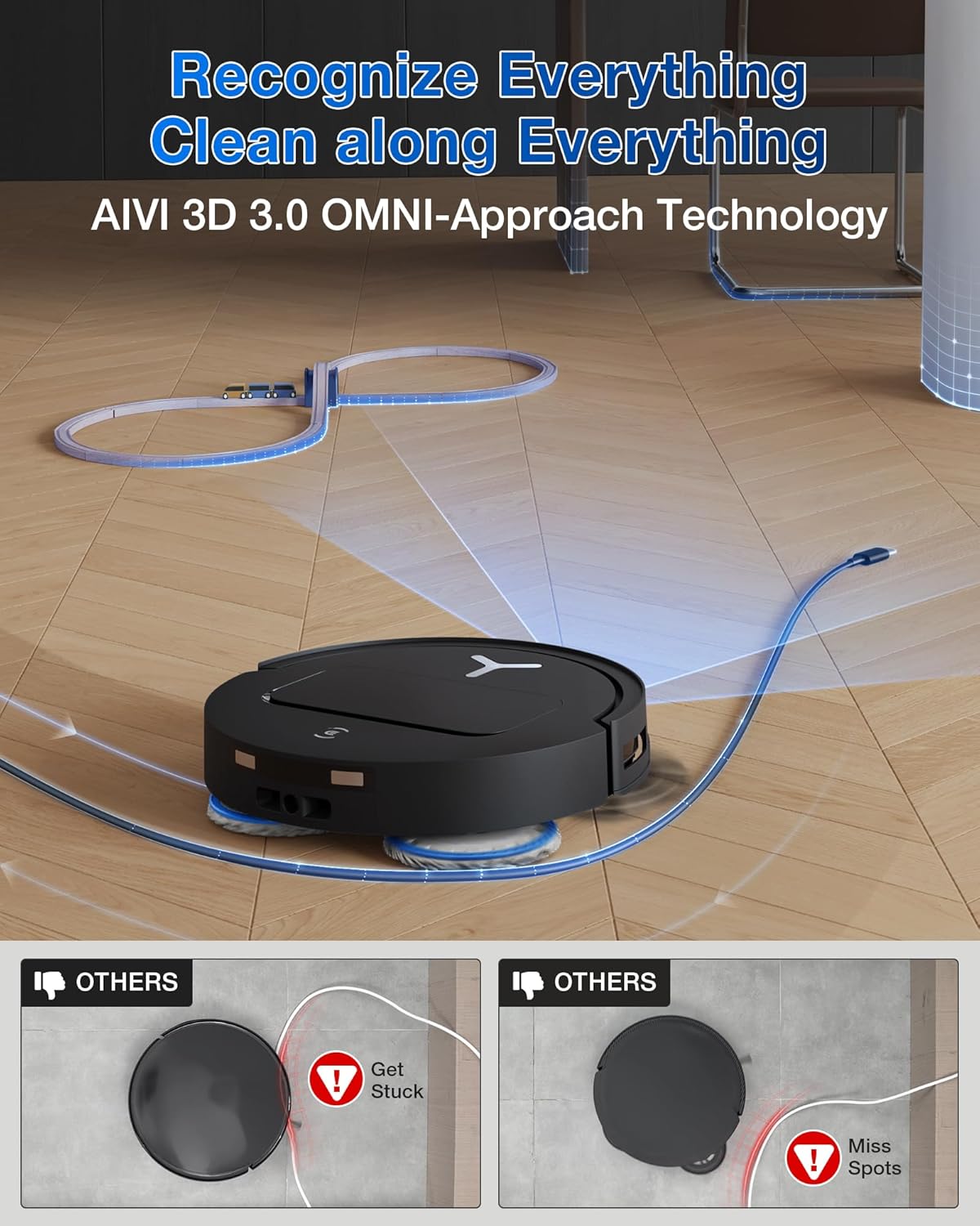 ECOVACS DEEBOT T50 PRO Omni Robot Vacuum and Mop, 3.19” Ultra-Slim, 15,000Pa Suction, ZeroTangle 2.0, TruEdge Edge Cleaning, AIVI 3D Obstacle Avoidance, Auto Mop Wash & Dry, Self-Emptying