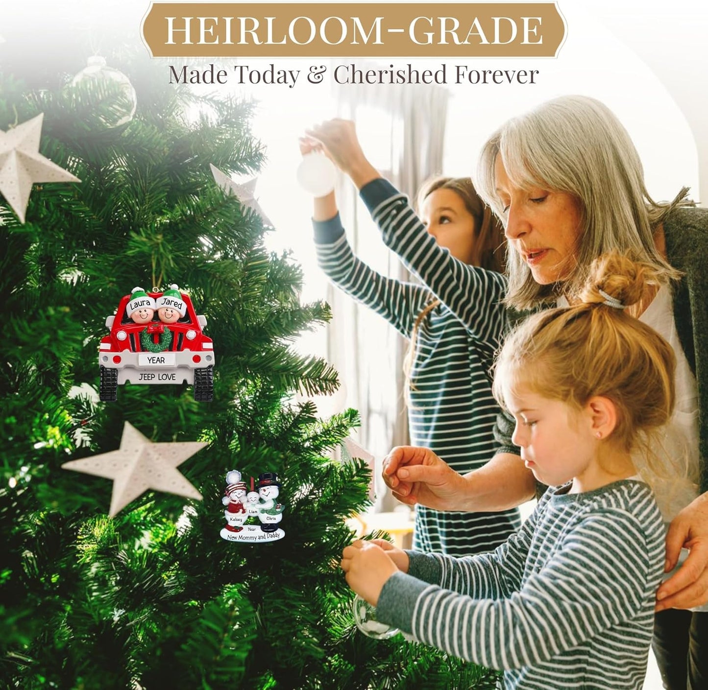 Personalized Family of 7 Ornament 2025 | Free 24h Customization | Laser Engraved Snowman Christmas Ornaments for Tree | Custom Gift Wrapped Festive Holiday Keepsake for Seven Persons